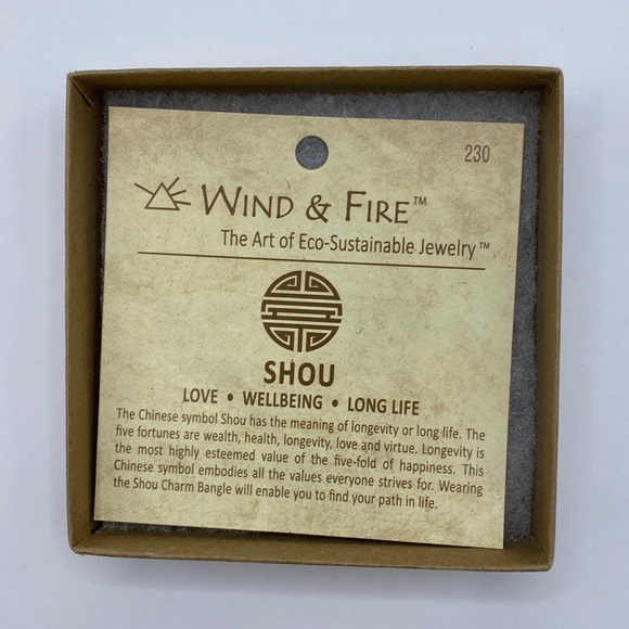 Shou (Chinese Long Life) Charm Bangle from Wind & Fire - Picture 7 of 7